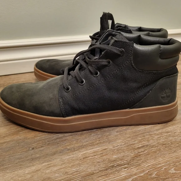 Timberland Davis Square Leather/Fabric Men's Chukka Black Nubuck Size 9 - Picture 9 of 13